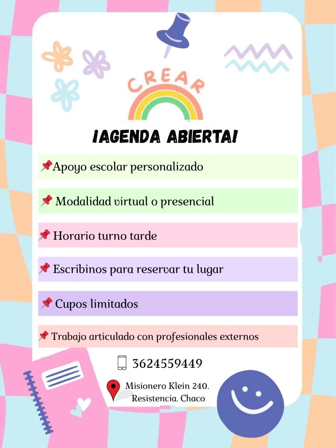 Actividad escolar en CREAR